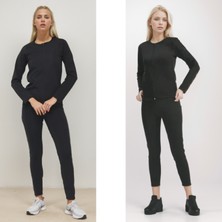 KORSEFABRİKA Trend Mood STORE Uzun Kollu Fermuarlı Sauna-Termal Üst ve Tayt Takım