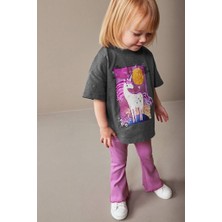 Lolipop Kids Store Unicorn Baskılı Kısa Kollu Ispanyol Taytlı Alt Üst Takım