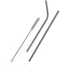 Karızma Mutfak 2'li Paslanmaz Çelik Pipet, Temizleme Fırçası, Metal Pipet