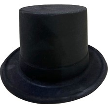 Çerçici Siyah Renk Plastik Nubuk Kadife Kaplama Fötr Şapka 11 cm