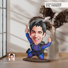 Bk Gift Kişiye Özel Paraşüt Karikatürlü Büyük Boy Ahşap Biblo-1 Arkadaşa Hediye , Sevgiliye Hediye, Kişiye Özel Biblolar