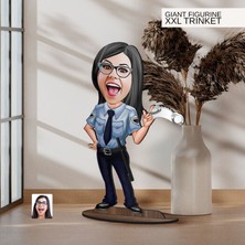 Bk Gift Kişiye Özel Polis Karikatürlü Büyük Boy Ahşap Biblo-3 Arkadaşa Hediye , Sevgiliye Hediye, Kişiye Özel Biblolar