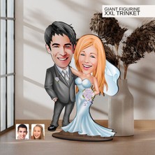 Bk Gift Kişiye Özel Evleniyoruz Karikatürlü Büyük Boy Ahşap Biblo-5 Arkadaşa Hediye , Sevgiliye Hediye, Kişiye Özel Biblolar