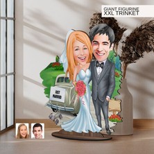 Bk Gift Kişiye Özel Evleniyoruz Karikatürlü Büyük Boy Ahşap Biblo-1 Arkadaşa Hediye , Sevgiliye Hediye, Kişiye Özel Biblolar