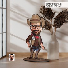 Bk Gift Kişiye Özel Kovboy Karikatürlü Büyük Boy Ahşap Biblo-2 Arkadaşa Hediye , Sevgiliye Hediye, Kişiye Özel Biblolar