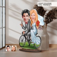 Bk Gift Kişiye Özel Evleniyoruz Karikatürlü Büyük Boy Ahşap Biblo-3 Arkadaşa Hediye , Sevgiliye Hediye, Kişiye Özel Biblolar