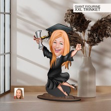 Bk Gift Kişiye Özel Mezun Karikatürlü Büyük Boy Ahşap Biblo-2 Arkadaşa Hediye , Sevgiliye Hediye, Kişiye Özel Biblolar