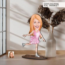 Bk Gift Kişiye Özel Buz Pateni Karikatürlü Büyük Boy Ahşap Biblo-1 Arkadaşa Hediye , Sevgiliye Hediye, Kişiye Özel Biblolar