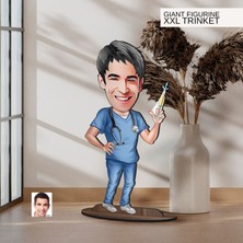 Bk Gift Kişiye Özel Hemşire Karikatürlü Büyük Boy Ahşap Biblo-1 Arkadaşa Hediye, Sevgiliye Hediye, Kişiye Özel Biblolar