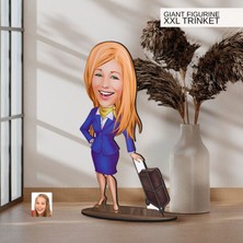 Bk Gift Kişiye Özel Hostes Karikatürlü Büyük Boy Ahşap Biblo-2 Arkadaşa Hediye , Sevgiliye Hediye, Kişiye Özel Biblolar