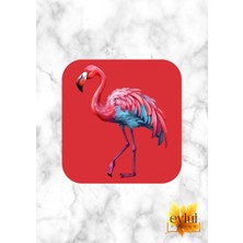 Eylül Design Flamingo Baskılı Özel Tasarım Baskılı Mdf Kare Bardak Altlığı