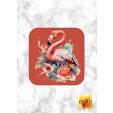 Eylül Design Flamingo Baskılı Özel Tasarım Baskılı Mdf Kare Bardak Altlığı