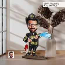 Bk Gift Kişiye Özel Itfaiyeci Karikatürlü Büyük Boy Ahşap Biblo-1 Arkadaşa Hediye , Sevgiliye Hediye, Kişiye Özel Biblolar