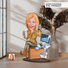 Bk Gift Kişiye Özel Muhasebeci Karikatürlü Büyük Boy Ahşap Biblo-1 Arkadaşa Hediye , Sevgiliye Hediye, Kişiye Özel Biblolar