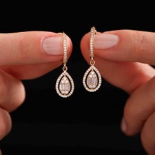 Sembol Gold Sallantılı Altın baget Küpe Damla