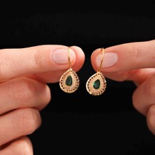 Sembol Gold Altın Zümrüt Küpe