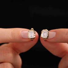 Sembol Gold Aynalı Baget Küpe 14K