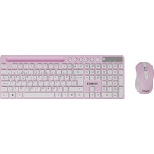 Everest KM-730 Pembe/beyaz Kablosuz Q Multimedia Klavye + Mouse Set