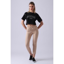 Sd Luxury Boston Yazılı Crop Kadın T-Shirt