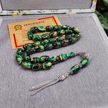 Tesbix 8X12 mm Gümüş Püsküllü Sündülüs Tesbih - Sandoloz Baga - Çekoslavak Tesbih