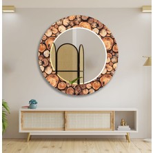 Myphotostation Tahta Desenli Temperli Cam Duvar Aynası