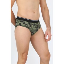 Akbeniz Erkek Pamuk Desenli Likralı Slip Haki 40131