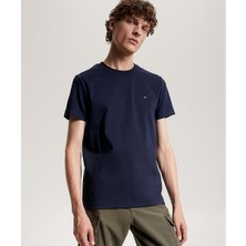 Tommy Hilfiger Erkek Marka Logolu Pamuklu Günlük Kullanım Mavi T-Shirt MW0MW33202-DW5
