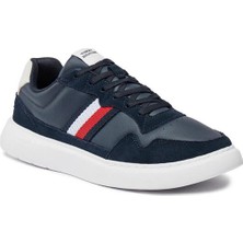Tommy Hilfiger Erkek Marka Logolu Bağcıklı Kaydırmaz Tabanlı Günlük Lacivert Sneaker FM0FM04889-DW5