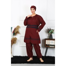 Akbeniz Büyük Beden Tesettür Mayo 7XL-8XL-9XL-10XL Bordo 55010