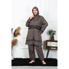Akbeniz Büyük Beden Tesettür Mayo 7XL-8XL-9XL-10XL Füme 55010
