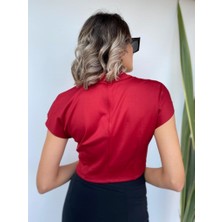 Key Moda Kadın Kırmızı Crop Bluz