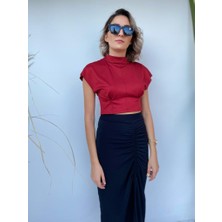 Key Moda Kadın Kırmızı Crop Bluz