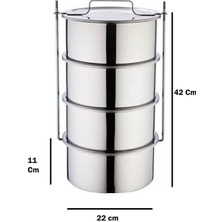 Ulutaş 22X11 cm Paslanmaz Parlak Çelik Isıtılabilir 4lü Sefer Tası
