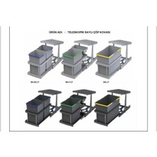 Almital Mobilya Aksesuarlari Almital Dolap Içi Teleskopik Raylı Antrasit Çöp Kovası 24 Litre, Minimum Kapak Genişliği 45 Cm.