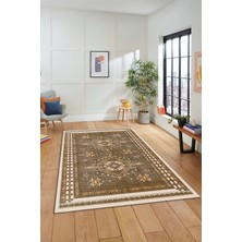 Evdeya Dijital Baskılı Kaymaz Yıkanabilir Etnik Desen Yolluk Mutfak Salon Halısı, Etnik-03-Kahve