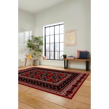 Evdeya Dijital Baskılı Kaymaz Yıkanabilir Şık Etnik Desen Yolluk Mutfak Salon Halısı, Etnik-04-Kırmızı