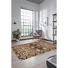 Evdeya Şık Tasarım Etnik Desen Kaymaz Yıkanabilir Yolluk Mutfak Salon Koridor Halısı, Etnik-20-Kahve