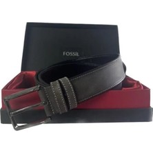 Fossil Gri Hakiki Deri Spor Erkek Kemeri 4cm