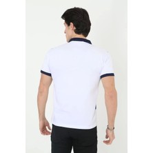 Sneppy Erkek Yakalı Slim Fit Baskılı T-Shirt - Beyaz