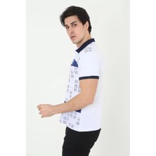 Sneppy Erkek Yakalı Slim Fit Baskılı T-Shirt - Beyaz