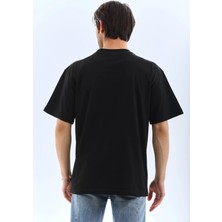 Sneppy Unisex Oversize Düz Bisiklet Yaka T-Shirt - Siyah