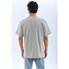 Sneppy Unisex Oversize Taşlı Bisiklet Yaka T-Shirt - Gri