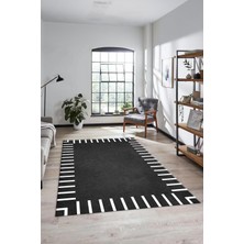 Evdeya Yeni Şık Tasarım Yıkanabilir Kaymaz Çerçeveli Yolluk Mutfak Salon Halısı, Çerçeveli-40-Antrasit,