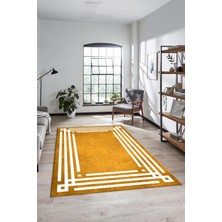 Evdeya Dijital Baskılı Kaymaz Yıkanabilir Modern Şık Çerçeveli Yolluk Salon Halısı, Çerçeveli-44-Turuncu,