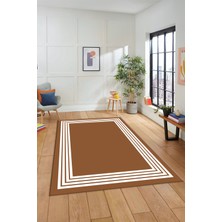 Evdeya Dijital Baskılı Kaymaz Taban Yıkanabilir Klasik Çerçeveli Mutfak Salon Halısı, Çerçeveli-07-Kahve,