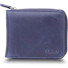 Guard Antique Navy Blue Zipper Horizontal Mini Leather Wallet - GRD2403XW22460