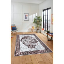 Evdeya Dijital Baskılı Kaymaz Yıkanabilir Modern Çerçeveli Mutfak Salon Halısı, Çerçeveli-04-Bordo,