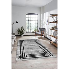 Evdeya Yeni Şık Tasarım Yıkanabilir Kaymaz Çerçeveli Modern Yolluk Salon Halısı, Çerçeveli-42-Gri,