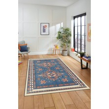 Evdeya Dijital Baskılı Kaymaz Yıkanabilir Etnik Desen Yolluk Mutfak Salon Halısı, Etnik-03-Mavi