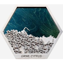 Zmapdesign Istediğiniz Yerin Altıgen Ahşap Şehir Haritası, Magnet / Duvar Süsü Kombin (Beyaz)